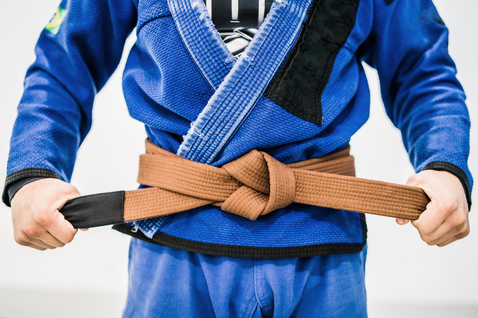 Close up of a bjj brown belt